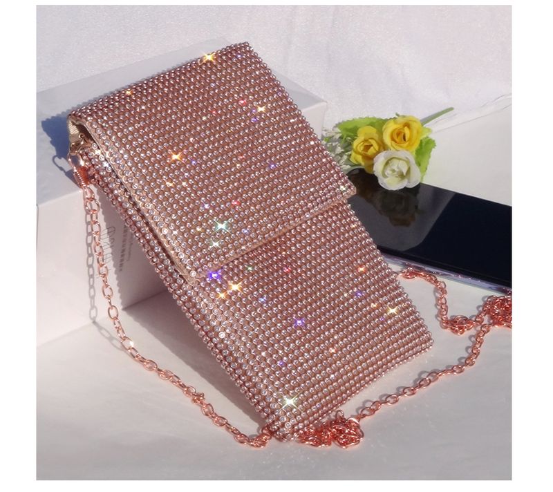 Evening Bags Diamond-encrusted Mobile Phone Bag Women's Crossbody Bag Chain Shoulder Bag Advanced Sense Vertical Evening Small Bag_autovado.com