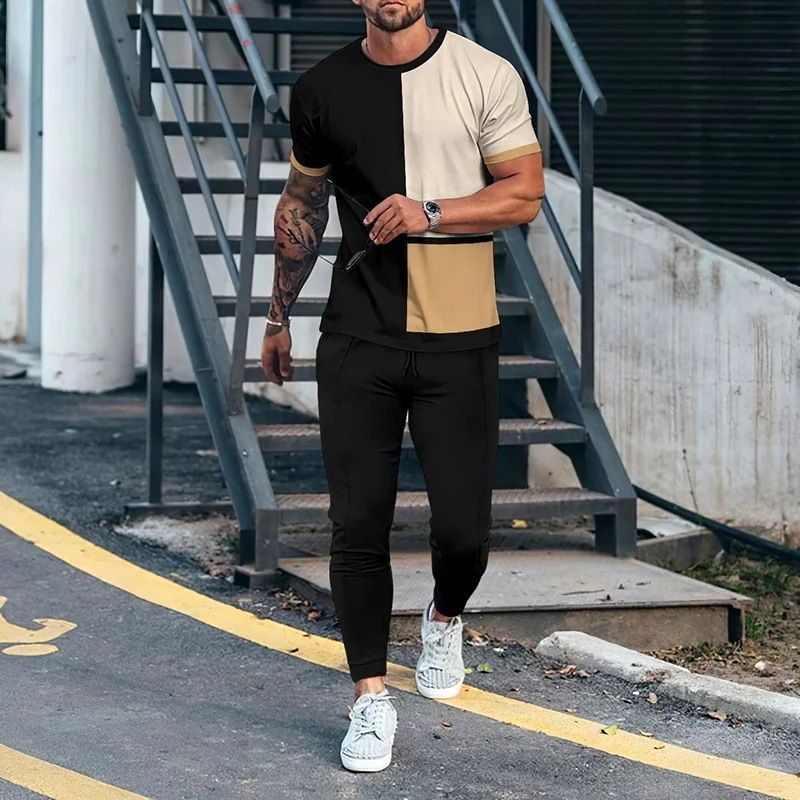 Men's Clothing loose sports suit 3D digital printing personalized fashion short-sleeved trousers_autovado.com