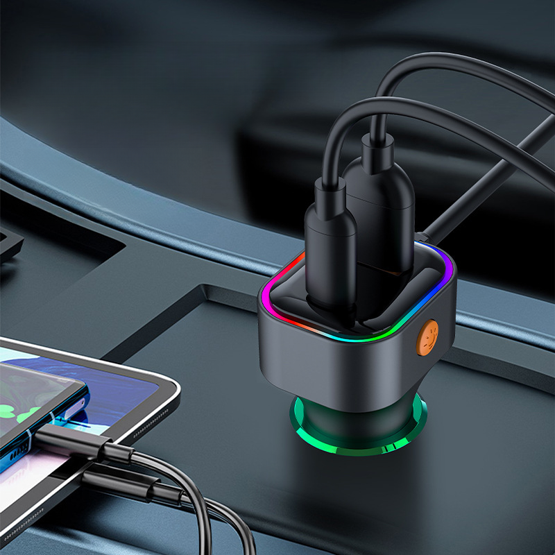 USB One To Two With Cable Charger, Multifunctional Car Phone Charger_autovado.com