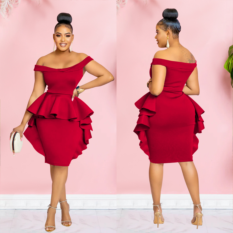 Women's solid color sleeveless ruffle skirt dress for women_autovado.com