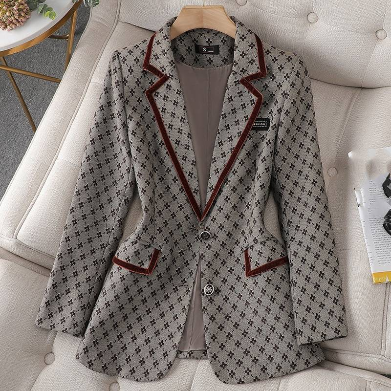 Women's Clothing Socialite elegant style suit two-piece spring and autumn printed suit _autovado.com