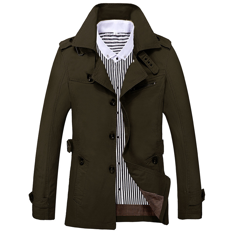 Men's Clothing Men's Casual Windbreaker Mid-length Men's Coat_autovado.com