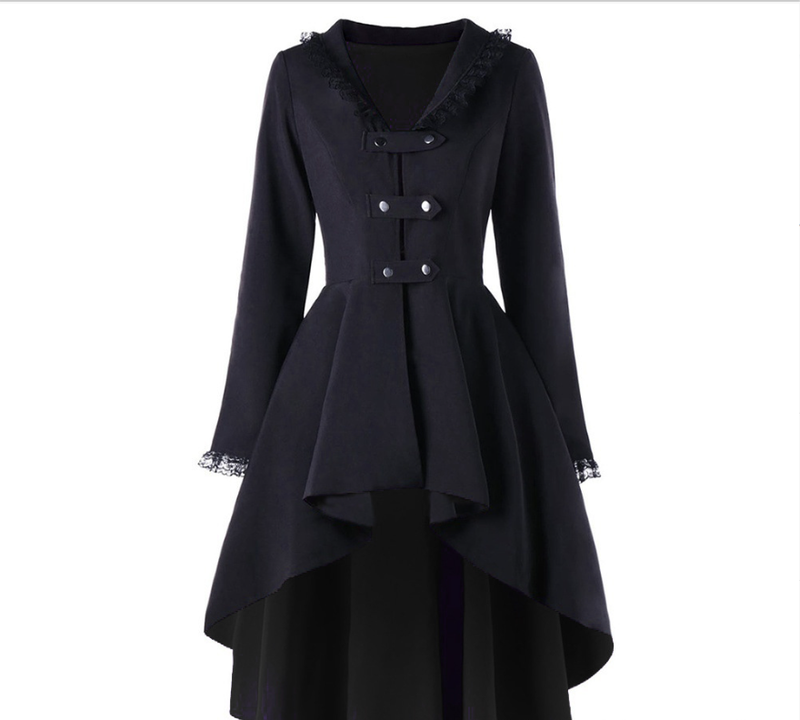 Women's Clothing Autumn new retro mid length windbreaker for women Gothic style jacket large size women's clothing_autovado.com