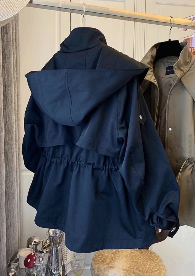 Women's casual drawstring waist tooling trench coat coat female spring and autumn short_autovado.com