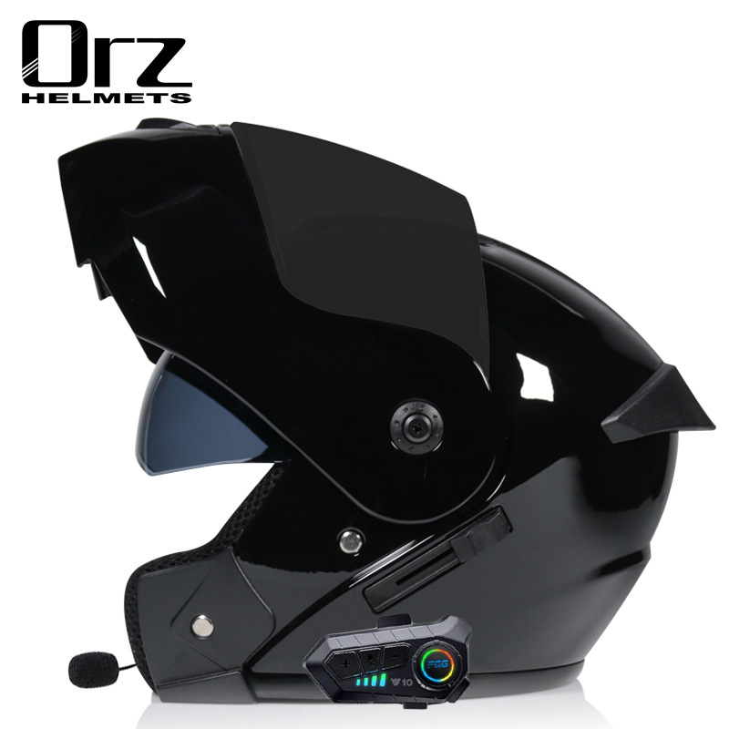 Motorcycle Accessories & Parts Bluetooth Helmet Men's and Women's Flip Up Helmet Personality Cool Double Lens Summer Internet Celebrity Hat_autovado.com