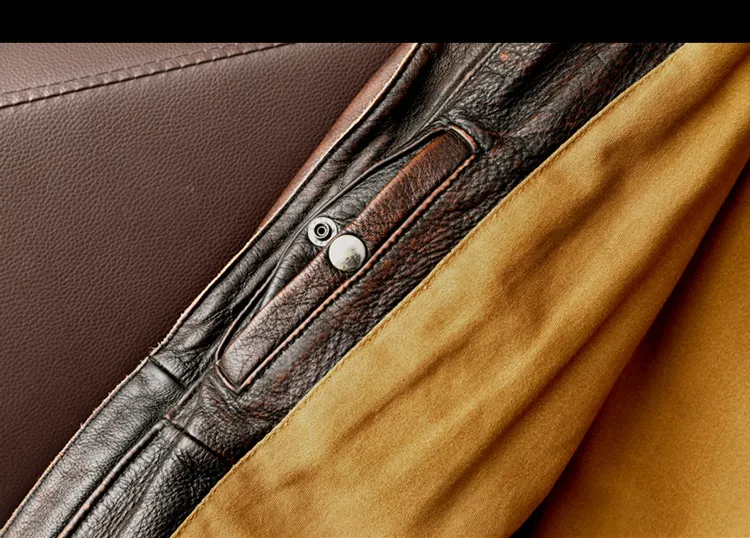 Men Genuine Leather Jacket Vintage Brown 100% Cowhide Coat Man Slim Fashion Biker Clothing Asian Size S6XL M697 Drop_autovado.com