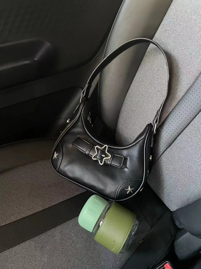 New Baguette Bag For Women Trendy Y2K Underarm Bag Popular PU Leather Star Clasp Shoulder Bag_autovado.com