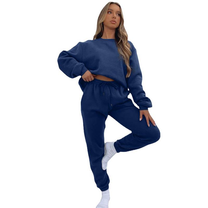 fashion suits for women long-sleeved loose round neck sweatshirt casual sports trousers_autovado.com