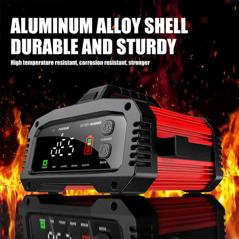 Portable 25A/15A Smart Car Battery Charger For 12V-24V Motorcycle Lead Acid AGM GEL LiFePo4 Batteries Auto Booster Pulse_autovado.com