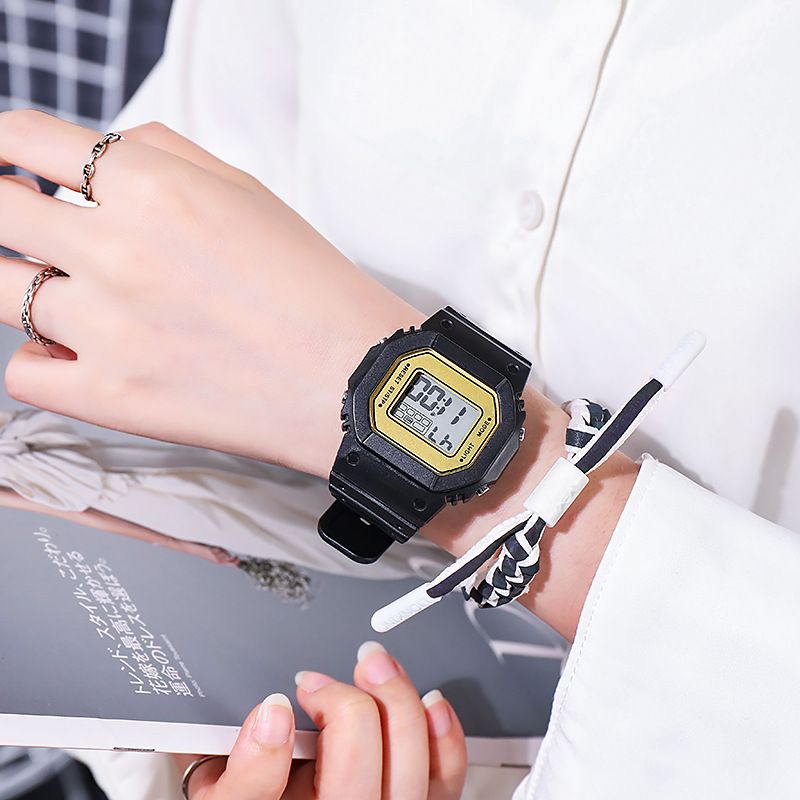 Matcha Green Solid Color Square Watch Student Youth Outdoor Sports Waterproof Multi-function LED Electronic Watch_autovado.com