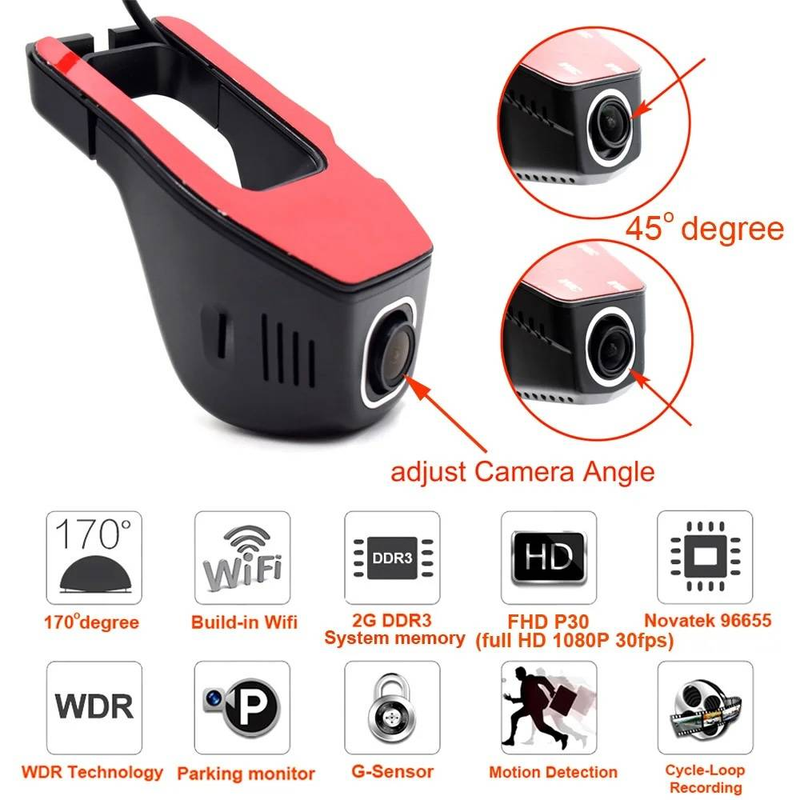 Hidden Driving Recorder Hd Night Vision 1080Pwifi Mobile Phone Interconnection Parking Monitoring Car Dvr_autovado.com