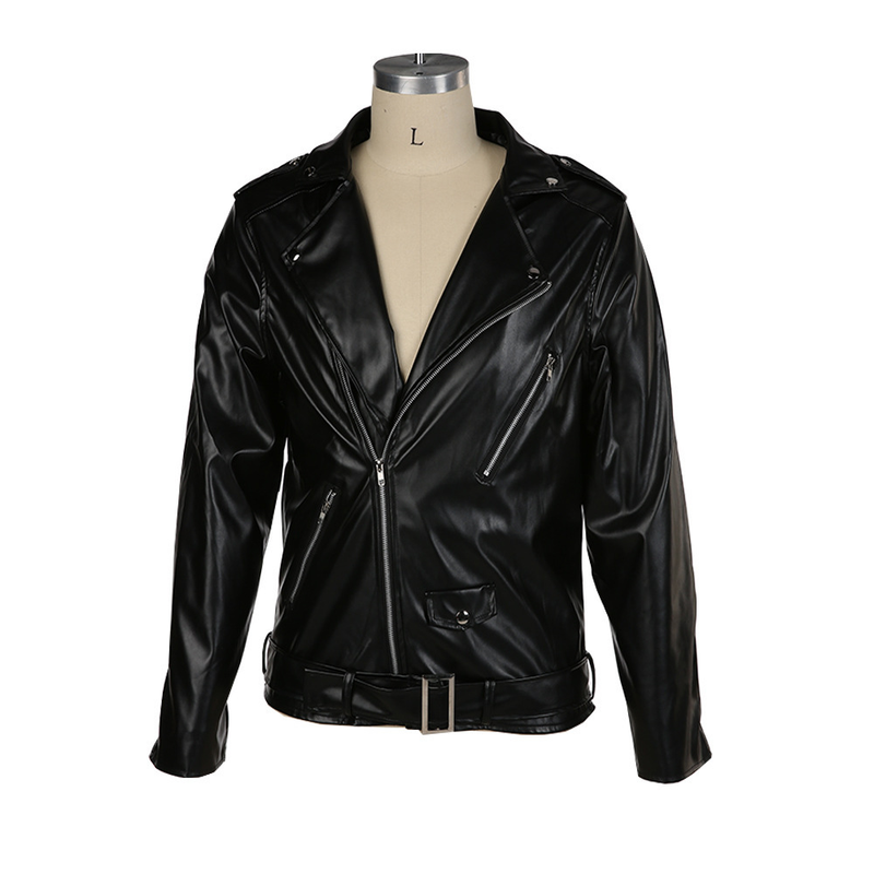 Men's autumn and winter new leather jacket with fashionable lapel zipper motorcycle leather jacket_autovado.com