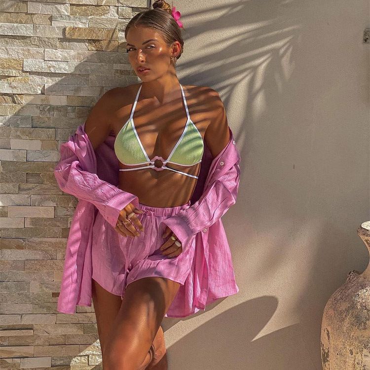 Women's Clothing sexy two-piece suit for women beach sunscreen shirt shorts suit_autovado.com