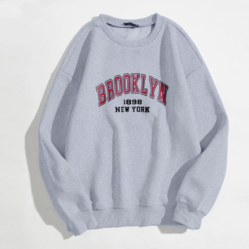 Women's Clothing 2024 autumn new round neck long sleeve letter women's casual outer wear plus velvet large size sweater tops women _autovado.com