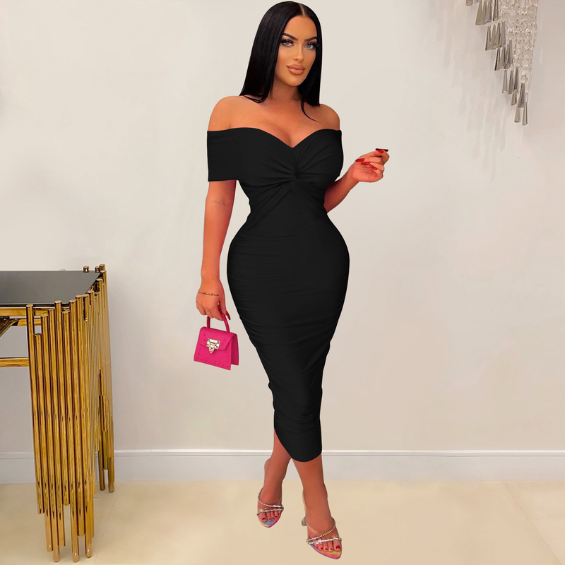Women's solid color pleated sleeveless long skirt tube top dress_autovado.com