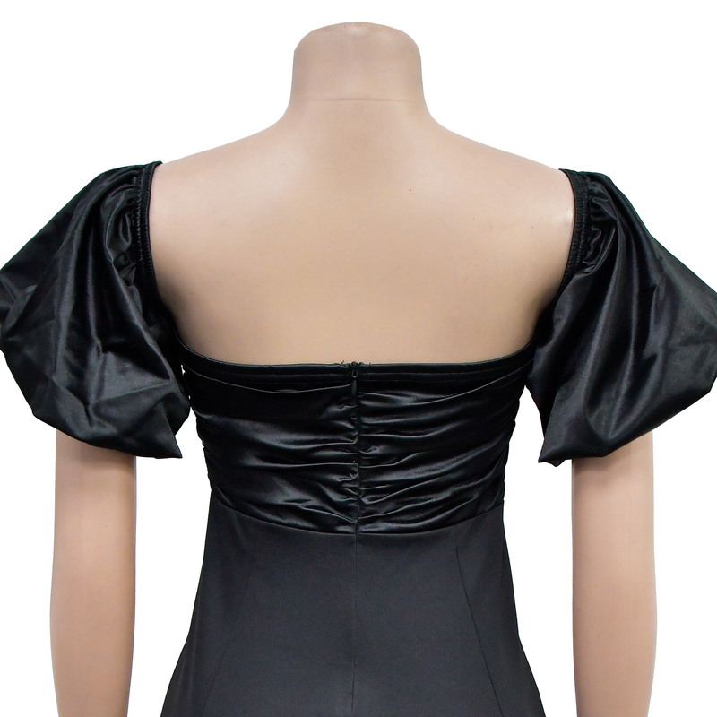 Women's Clothing fashion women's solid color short-sleeved pleated backless skirt dress_autovado.com