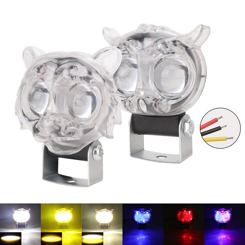Motorcycle LED Rainbow Owl Tiger Style Spotlight Electric Vehicle Modified Front Headlight_autovado.com