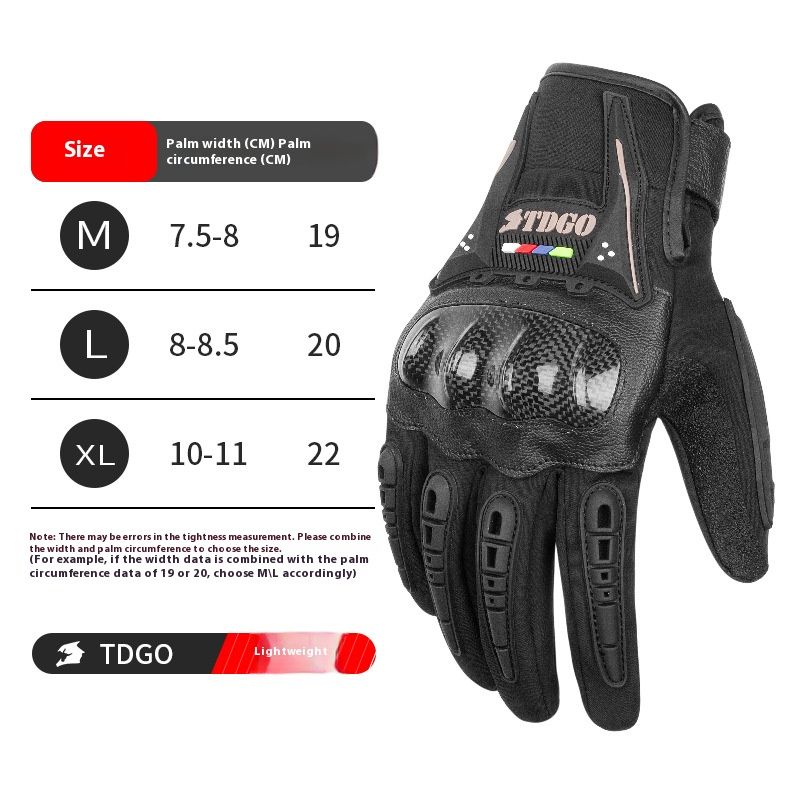Motorcycle Gloves – All-Season Riding Gloves (Touchscreen, Anti-Slip, PE/Alloy/Carbon Shell, M/L/XL, Black/Red/Green)_autovado.com