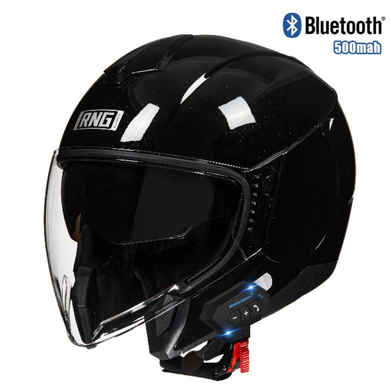 3C Certified Motorcycle Bluetooth Helmet - Lightweight ABS 3/4 Half Helmet For Men & Women, Multi-Color Options With UV-Protective Visors_autovado.com