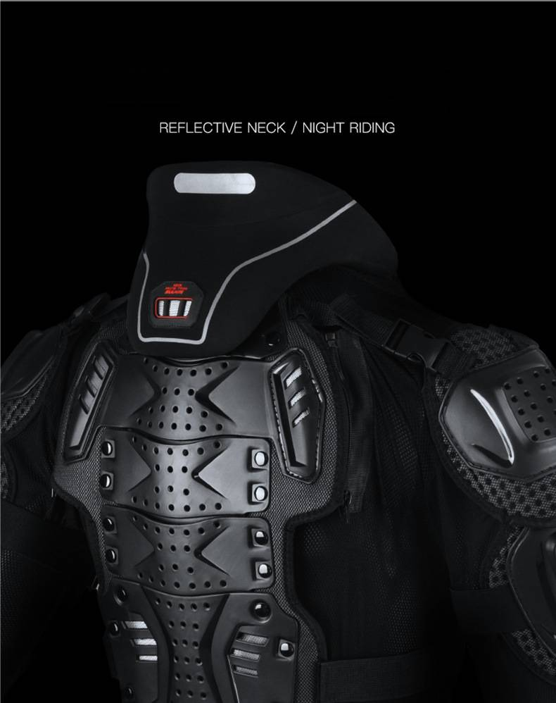 Motorcycle Armor Protection Set - CE Certified Full-Body Safety Gear With Knee/Elbow/Chest/Neck Guards For Men & Women (Black/Red, S-4XL)_autovado.com