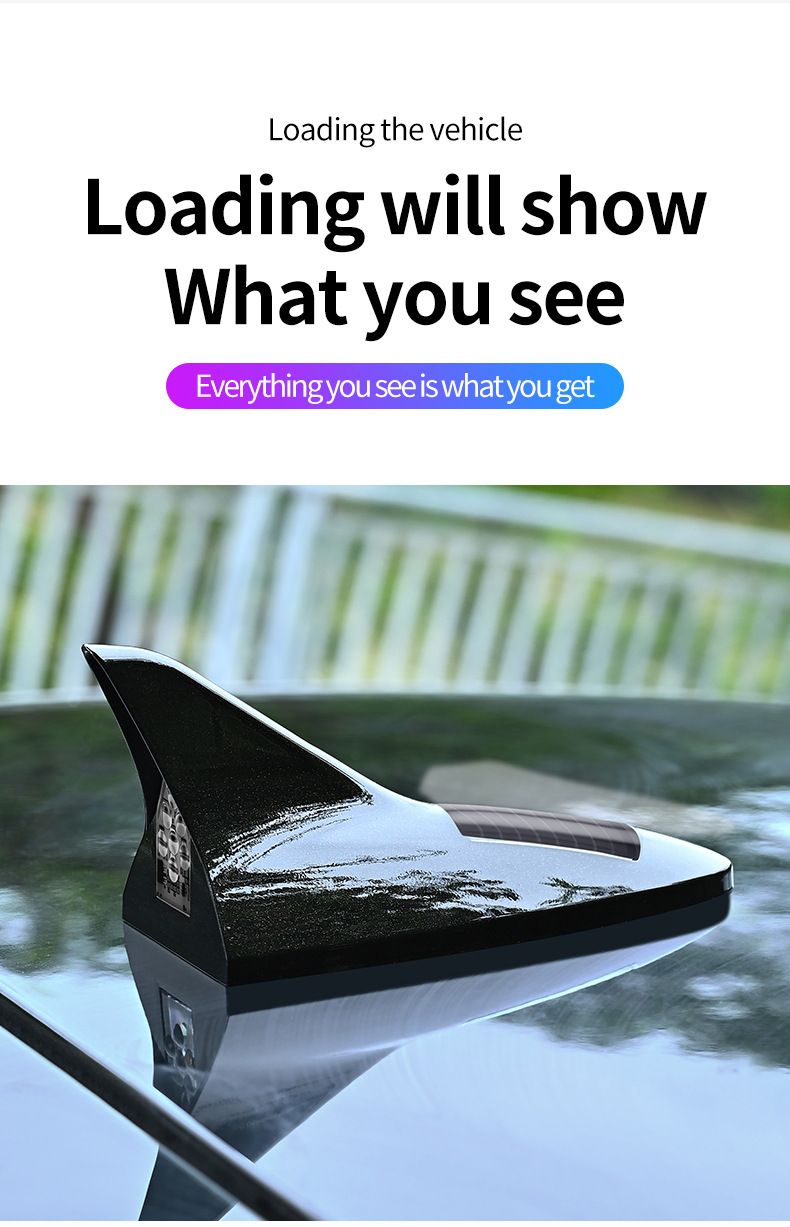 Solar Shark Fin Antenna Universal Car Roof Modification Anti-Collision Flashing Warning Decorative Light_autovado.com