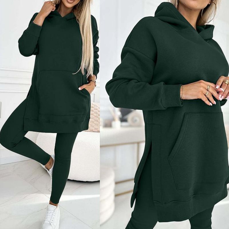 Women's Clothing sports leisure hooded sweatshirt thickened threaded leggings two piece suit_autovado.com