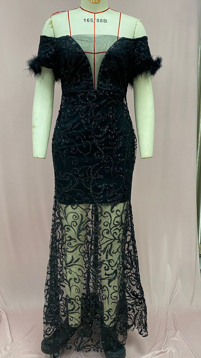 Women's Dress One Shoulder Sequin Slim Hip Mermaid Evening Dress_autovado.com