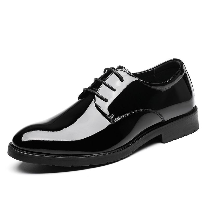 New dress leather shoes bright leather patent leather men business British style pointy wedding party performance leather men's shoes_autovado.com