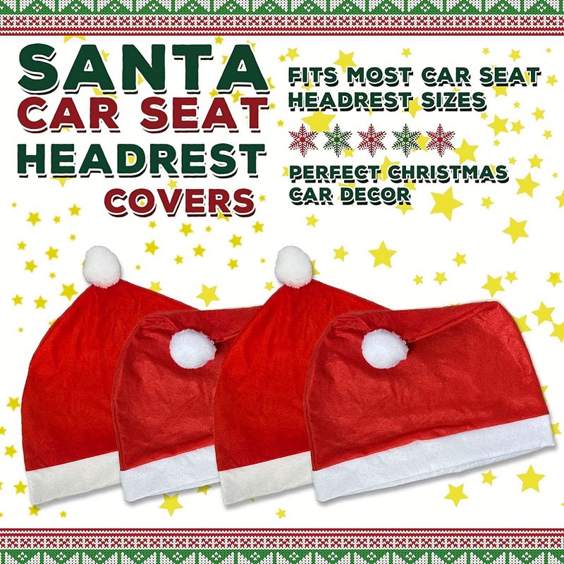 Christmas Car Seat Santa Hat Cross-Border Hot-Selling Headrest Cover Decorative Supplies Scene Setup Props_autovado.com