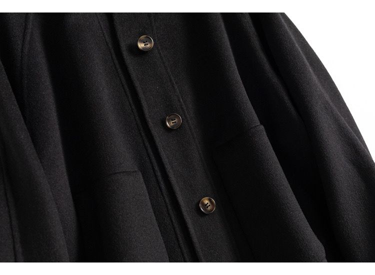 Women's Clothing quality double sided wool coat with hood and short button for women_autovado.com
