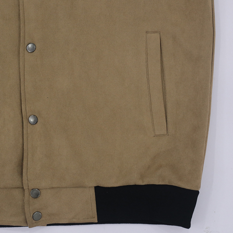 Man's clothing Suede stand collar men's button-up cardigan jacket casual trendy coat for men_autovado.com