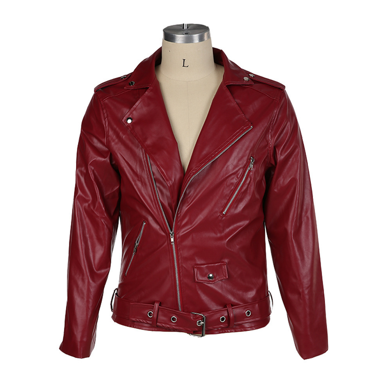 Men's autumn and winter new leather jacket with fashionable lapel zipper motorcycle leather jacket_autovado.com