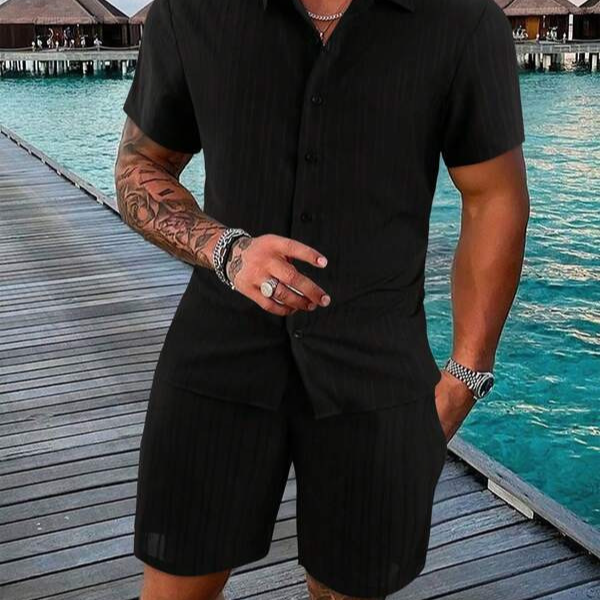 Men's Clothing Polo Casual Loose Short-sleeved Shorts Sports Suit_autovado.com