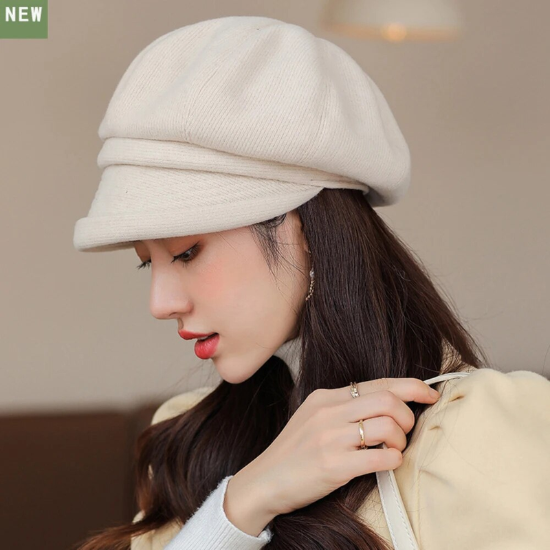 Hot Sale HT4270 Berets Women Solid Plain Autumn Winter Ladies Vintage Artist Painter Beret Hat Female Roll Brim Octagonal Cap_autovado.com