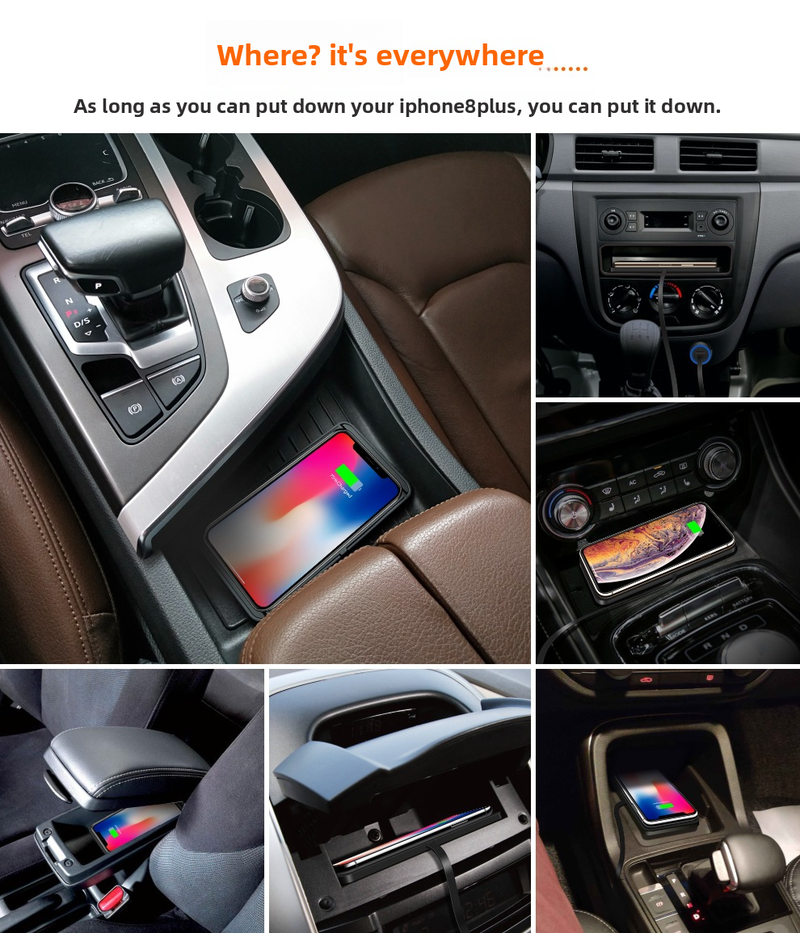 Modified Car Wireless Charger Storage Compartment Anti-Slip Mat Suitable For Mercedes-Benz, BMW, Audi, Honda, Volkswagen_autovado.com