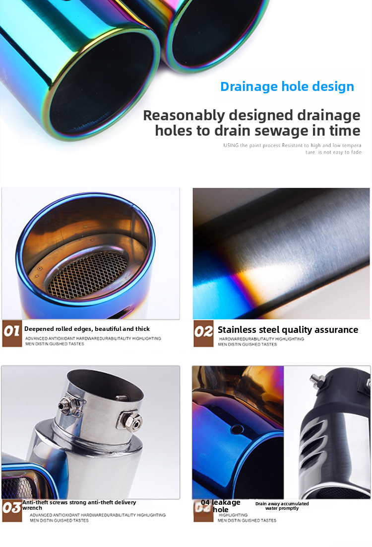 Stainless Steel Muffler Gas Cover Decoration Single Car Exhaust Pipe Universal Tail Throat_autovado.com