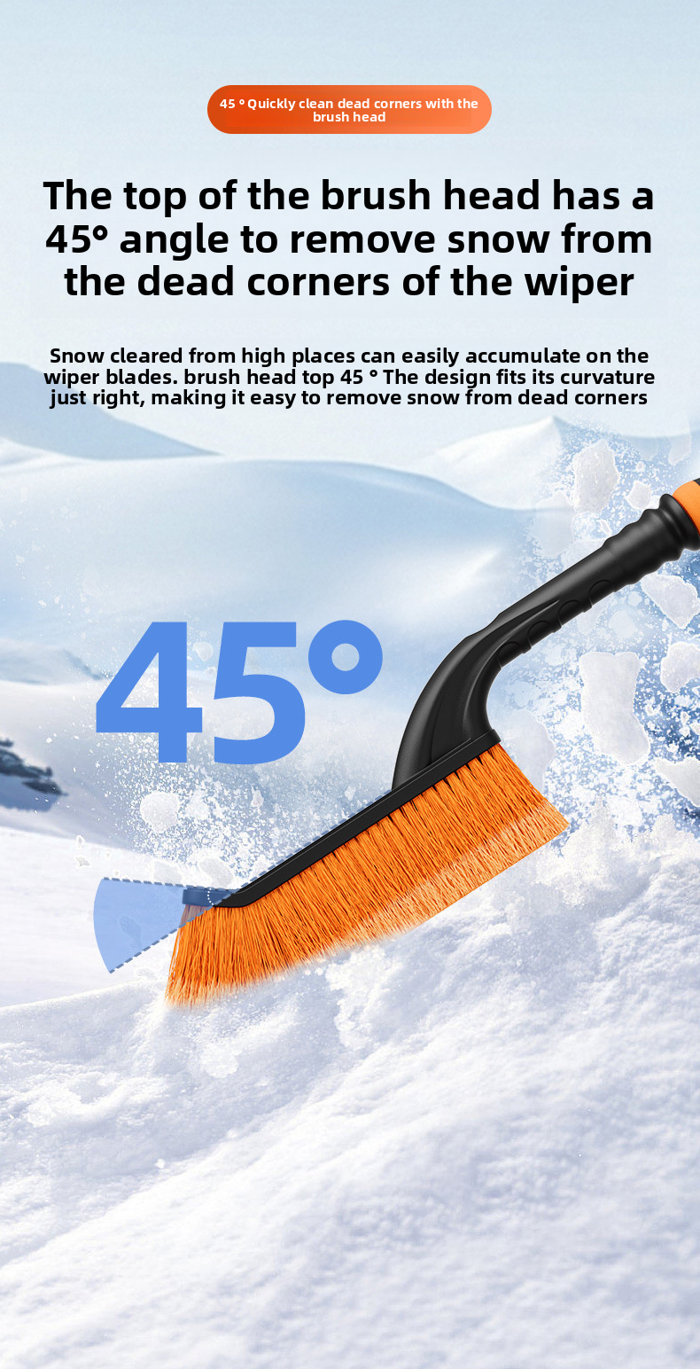 Car Detachable Car-mounted Ice Scraper Brush Winter Tool Rubber Snow Removal Shovel_autovado.com
