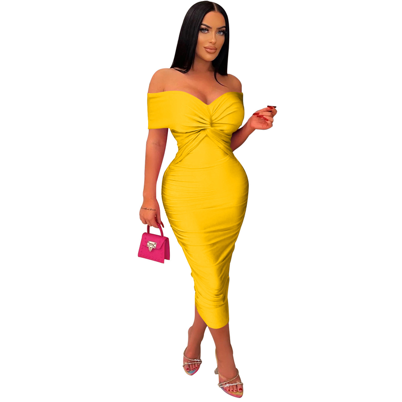 Women's solid color pleated sleeveless long skirt tube top dress_autovado.com