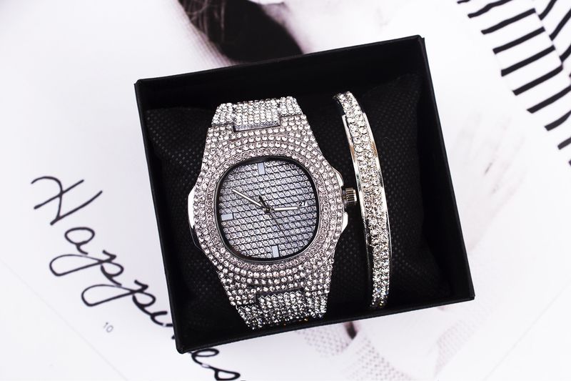 Diamond fashion watch set bracelet ladies wristwatch men_autovado.com