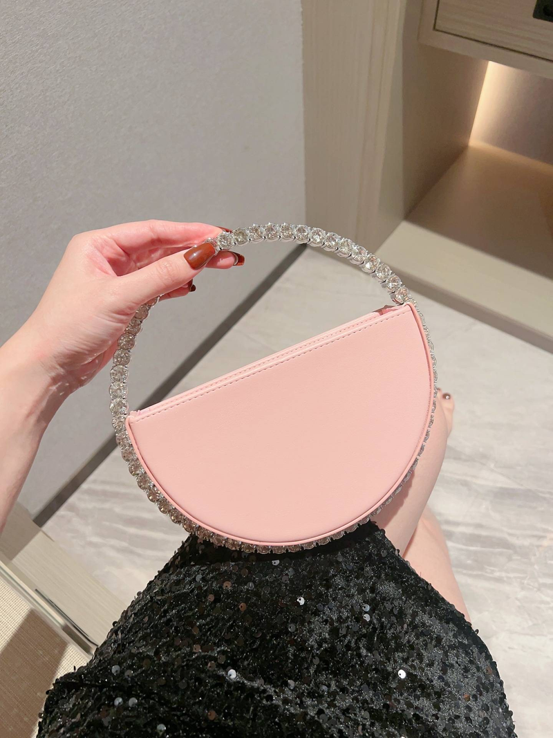 Round Crystal Diamond Bag Sparkling Clutch Bag Internet Celebrity Same Purse Little Fairy Bag Girl Small Bag_autovado.com