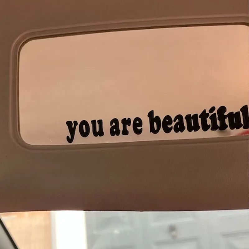 car interior makeup mirror rearview mirror cover sticker you are beautiful motorcycle electric car sticker_autovado.com