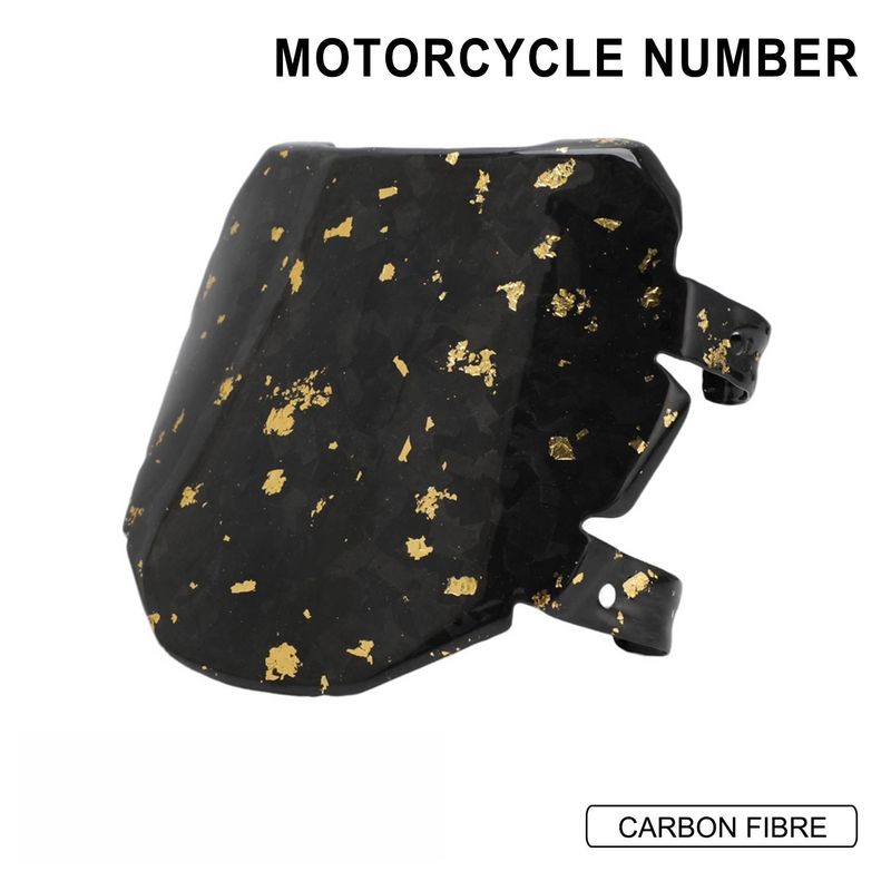 Premium Carbon Fiber Motorcycle License Plate Frame - Lightweight & Durable Customizable Number Plate For Bike Modifications (18x16x8cm, Black Gold)_autovado.com