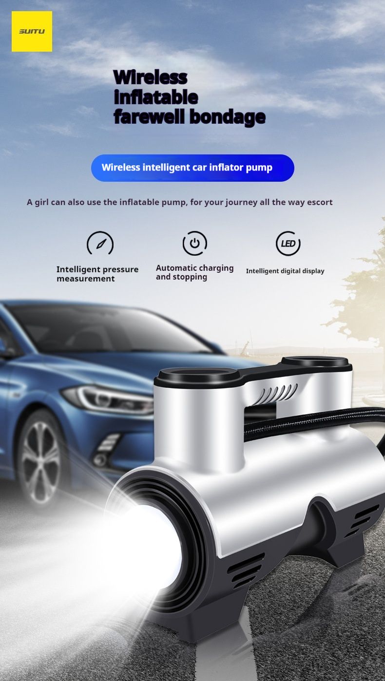 Car mounted wireless inflation pump, portable electric car tire inflation pump, automatic high pressure_autovado.com