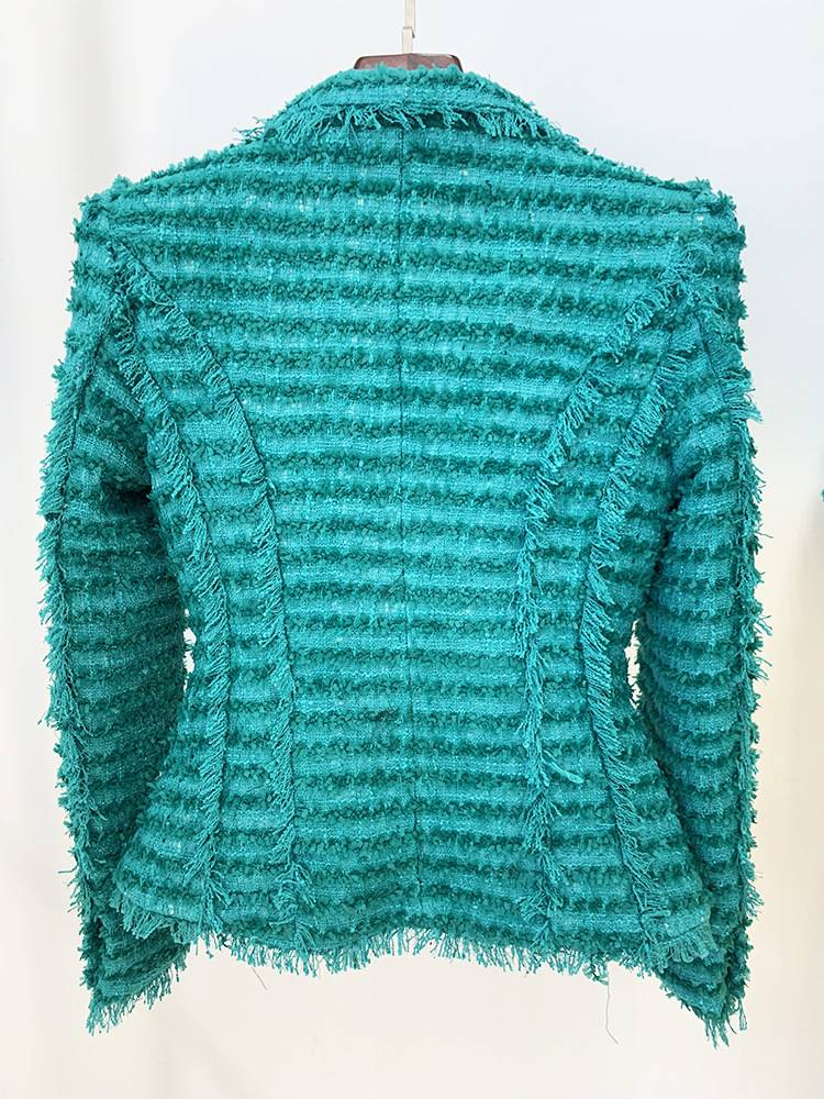 Women's New Style Star Fashion Fringed Tweed Slim Blazer_autovado.com