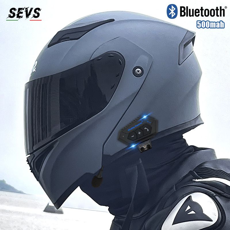 Modular Motorcycle Helmet – Flip-Up Full Face Helmet With Dual Visor & Bluetooth (Matte Black/Gloss White/Cement Grey, Multi-Size)_autovado.com