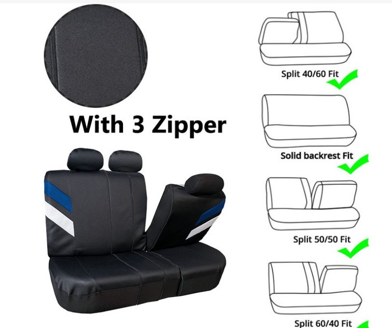 New splicing color Blue white sandwich Black PVC car seat cover_autovado.com