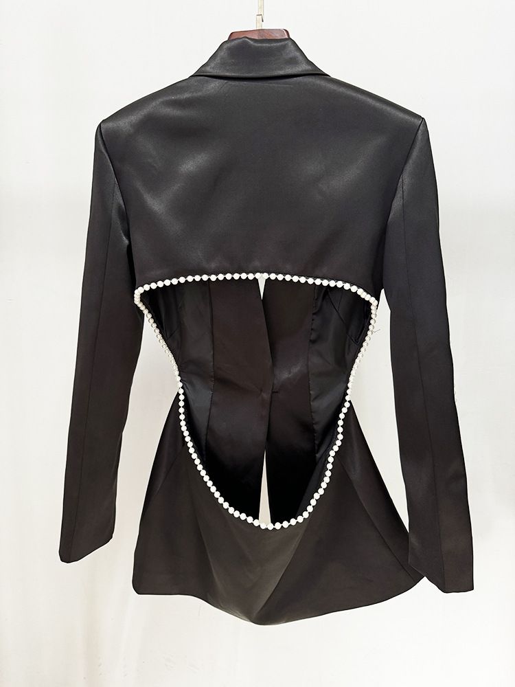 Women's Clothing New Style Hollow Beaded Three Dimensional Flower Suit Pearl Sequin Mesh Trousers Set_autovado.com