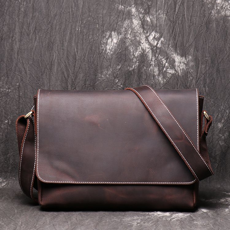 Men's Shoulder Bag New Vintage Genuine Leather Men's Bag Handmade Women's Cowhide Crossbody Bag Crazy Horse Leather Simple and High end Feeling_autovado.com