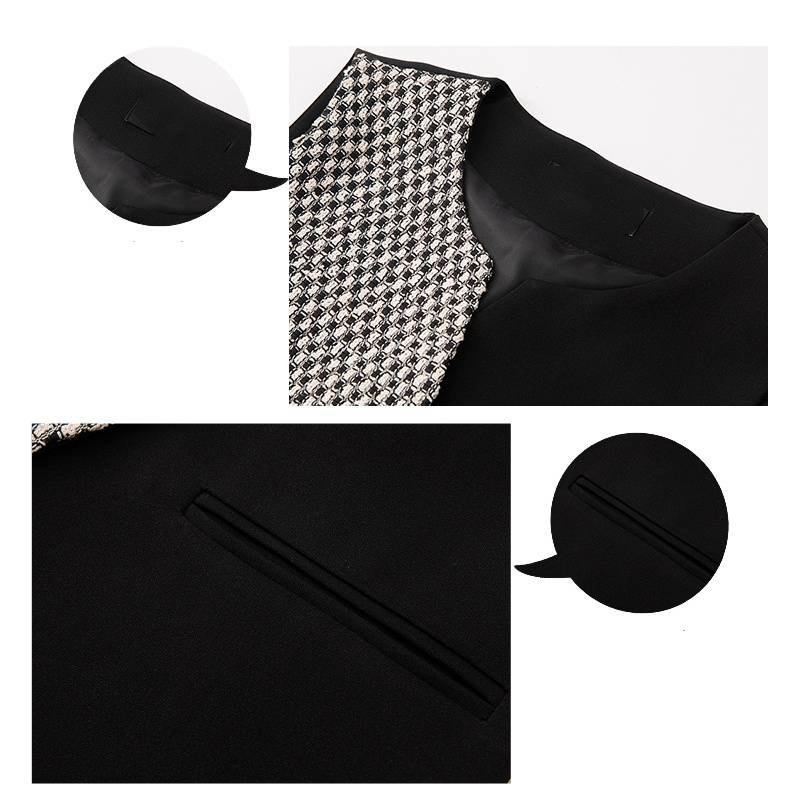 Women's Clothing round neck vest new design slim fit plaid vest outer wear waistcoat _autovado.com