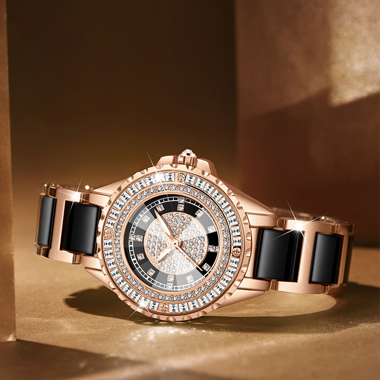 Watch for Women Ceramic Strap with Full Diamond Dial Quartz Ladies Fashion Watch Waterproof Stainless Steel Wristwatch_autovado.com